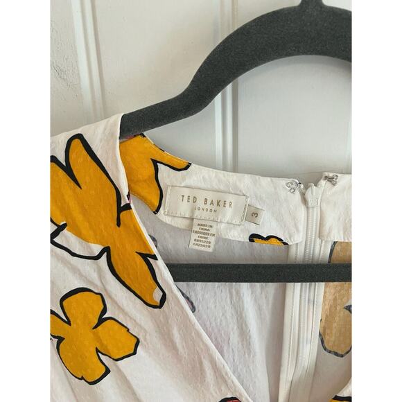 Ted Baker Floral Print Wrap Mini Dress Sz 3 (Medium 8/10)‎ - Picture 2 of 5